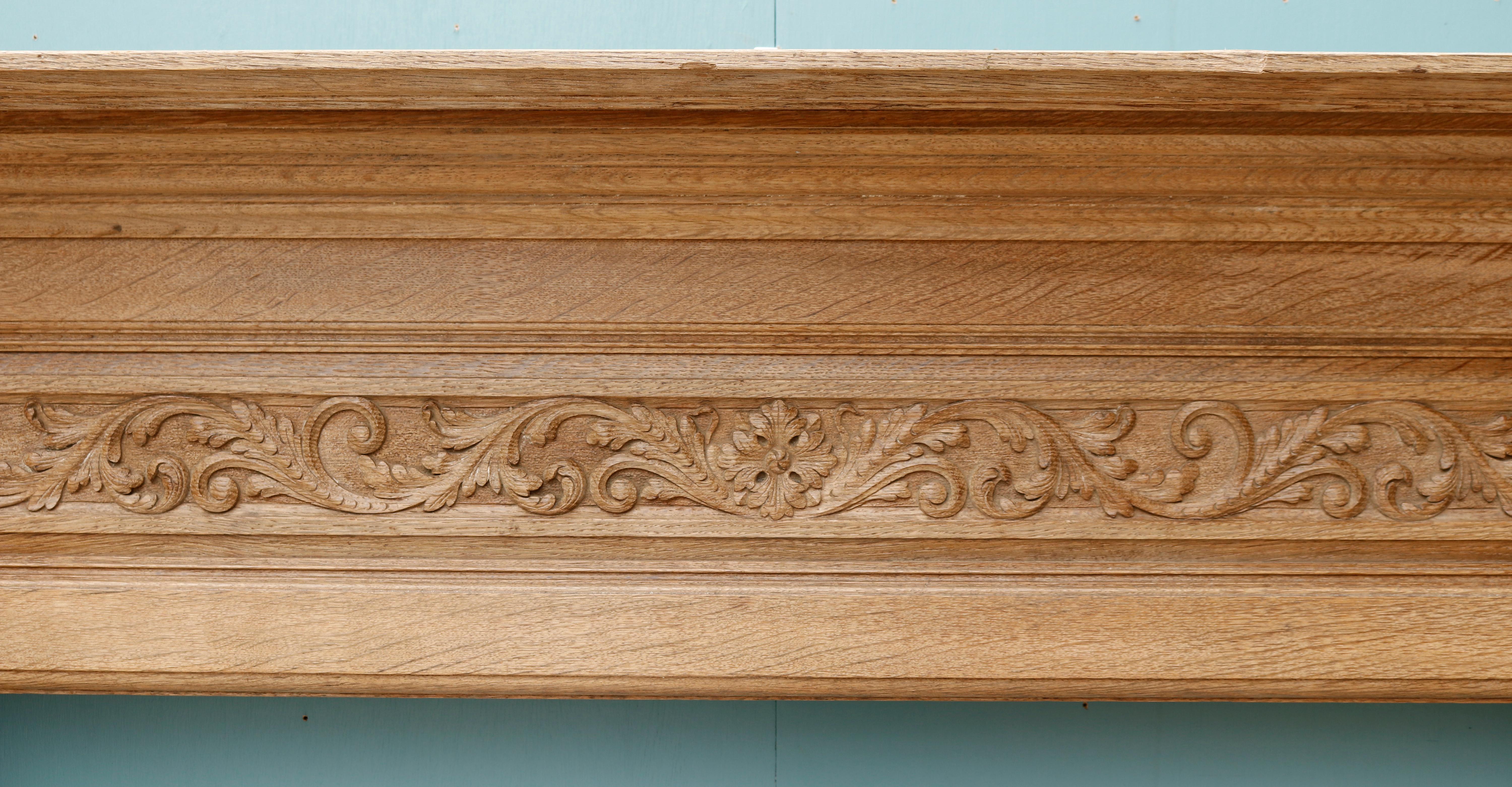Carved Oak Antique Mantel For Sale 2