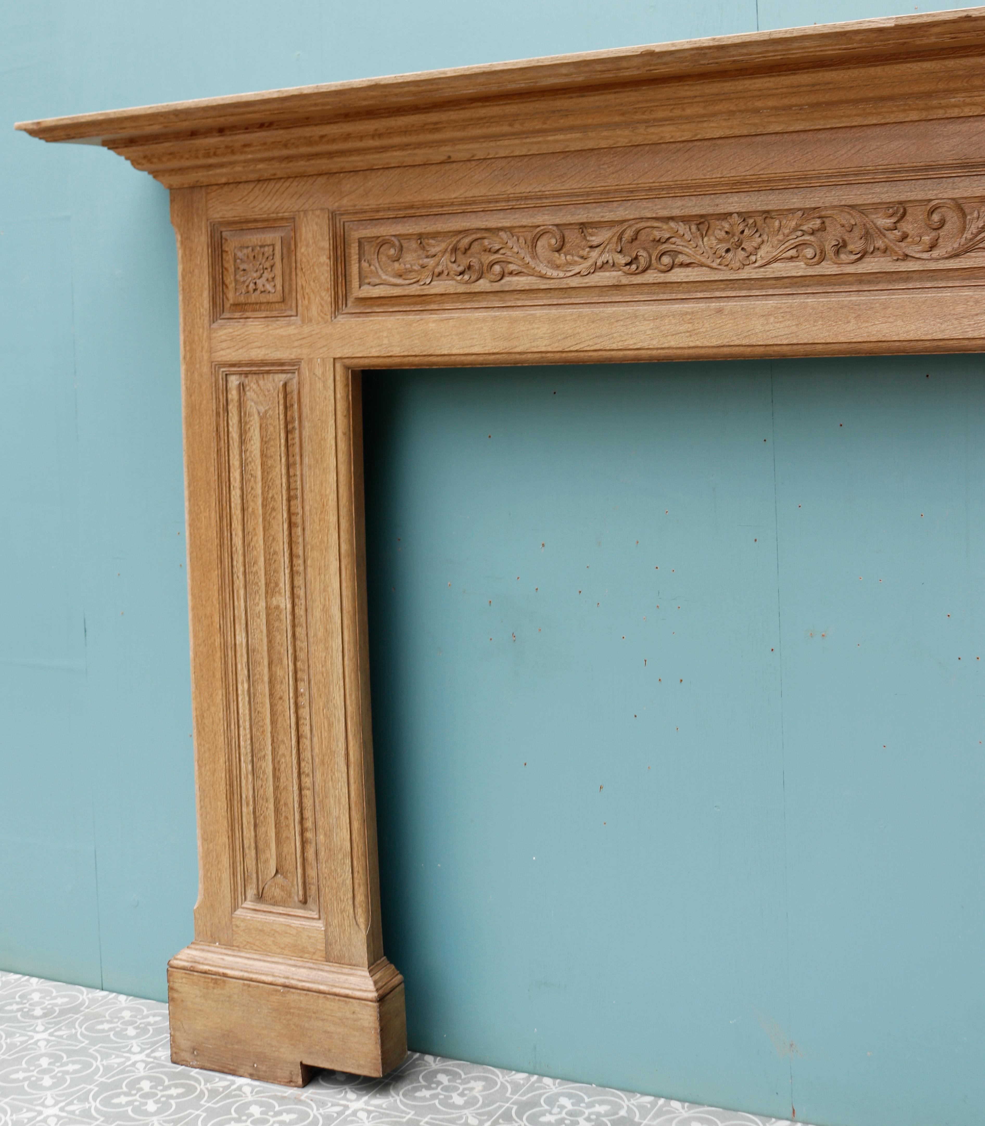 Carved Oak Antique Mantel For Sale 3