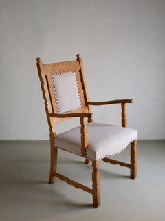 Carved Oak Armchair by Henning Kjaernulf, Denmark, 1960s