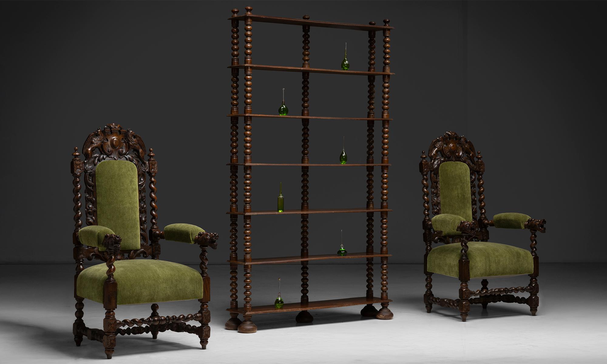 Poltrone in Oak intagliate, Inghilterra, 1890 in vendita 3