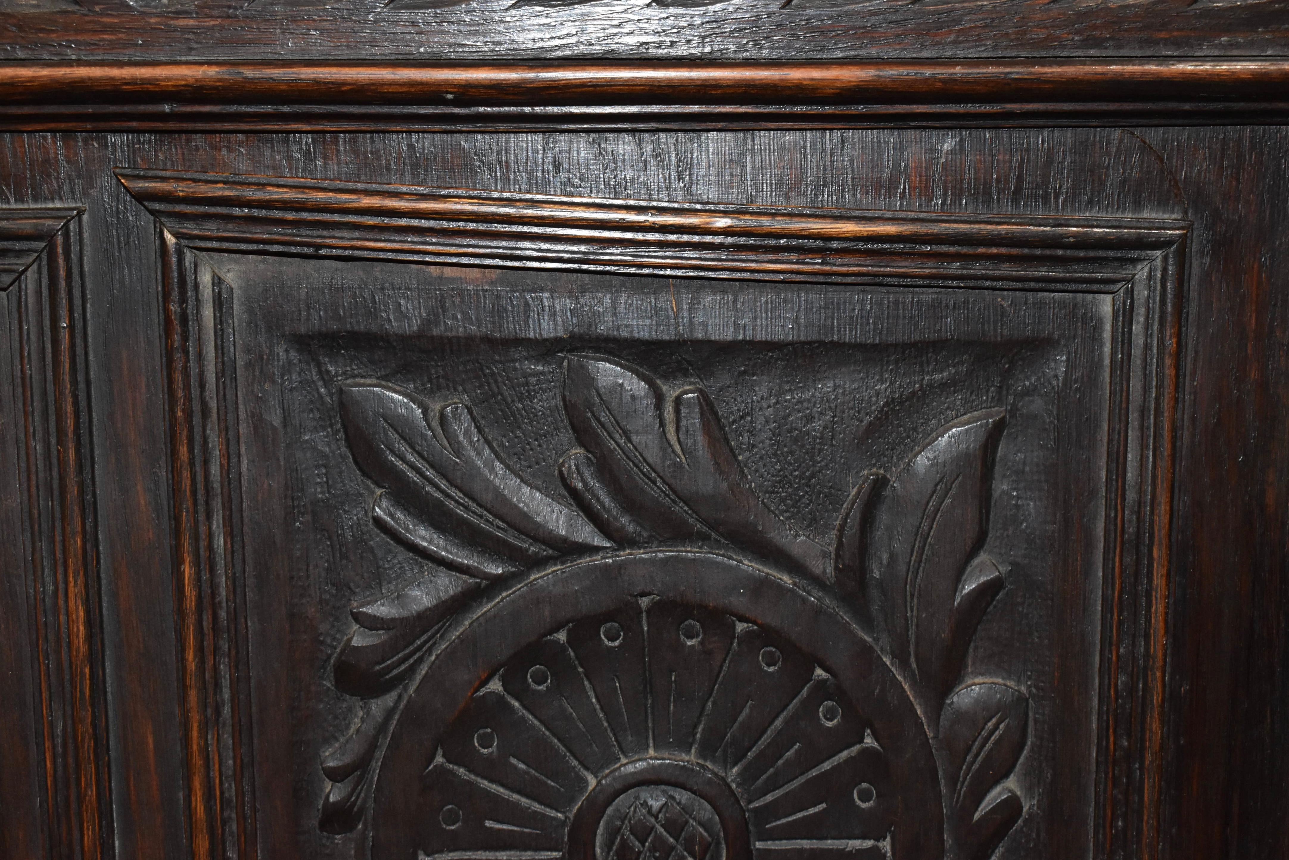 Carved Oak Armoire Cabinet, circa 1880 For Sale 3