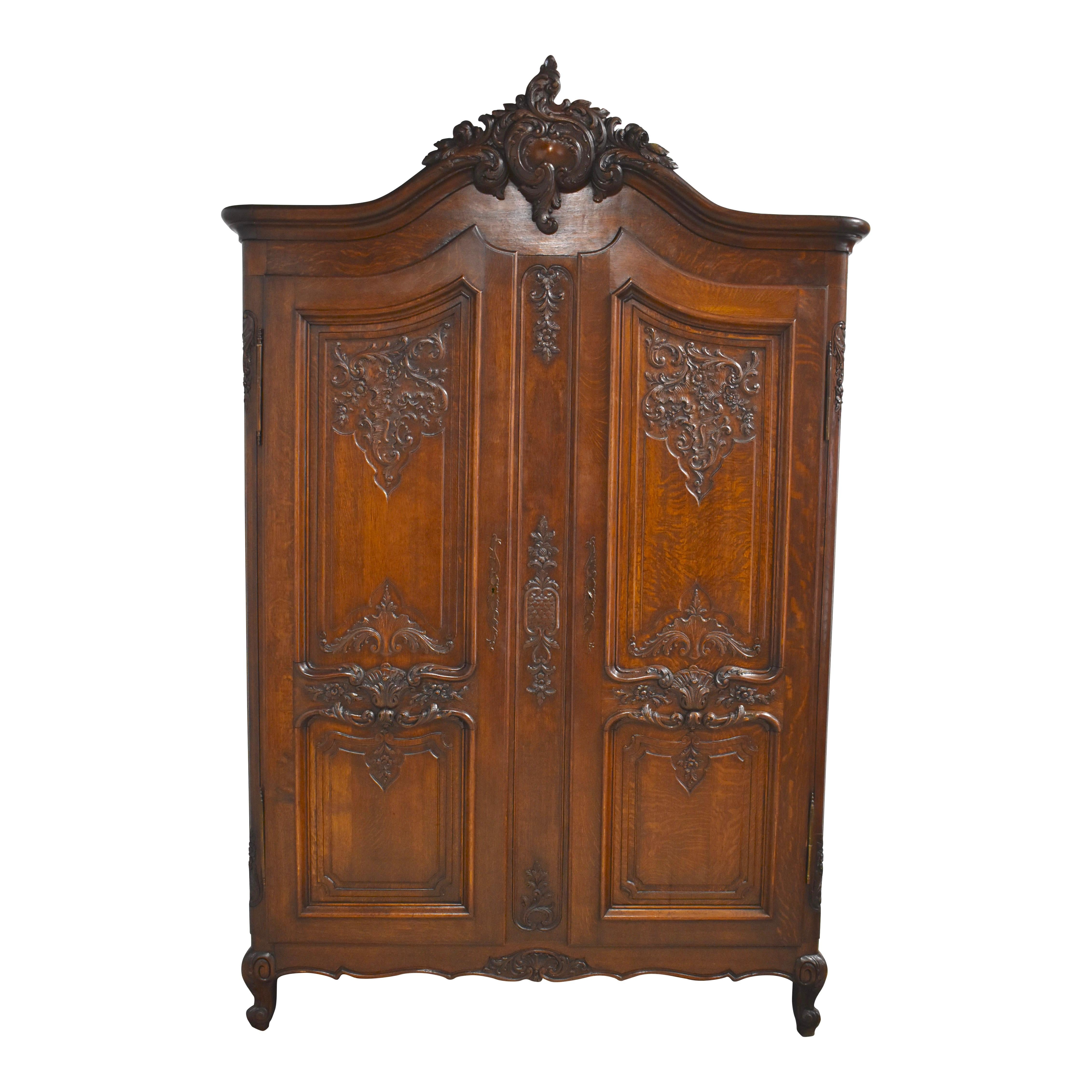 Carved Oak Armoire, circa 1885 For Sale at 1stDibs