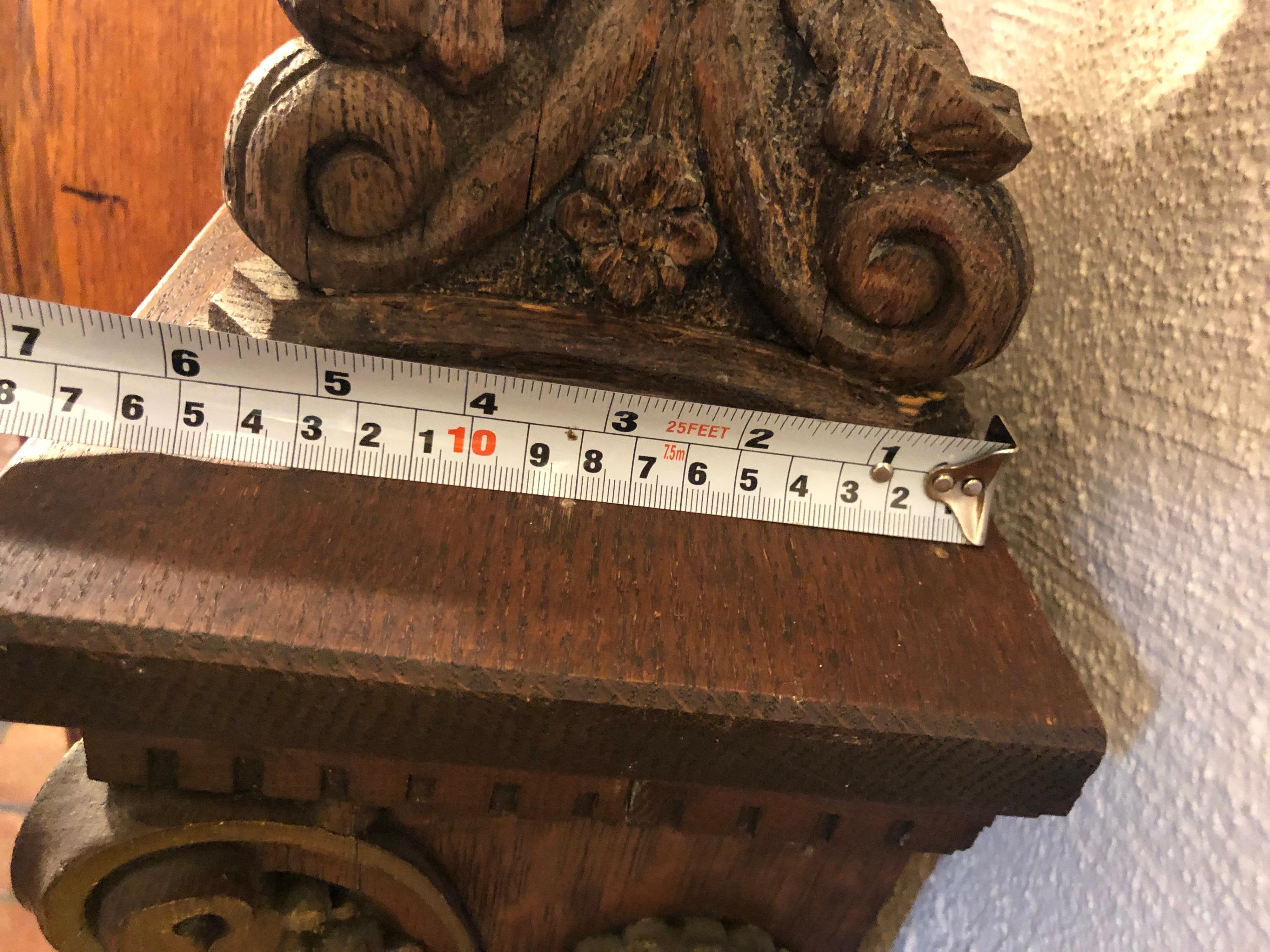 Sold-Carved Oak Barley Twist Candlestick For Sale 13