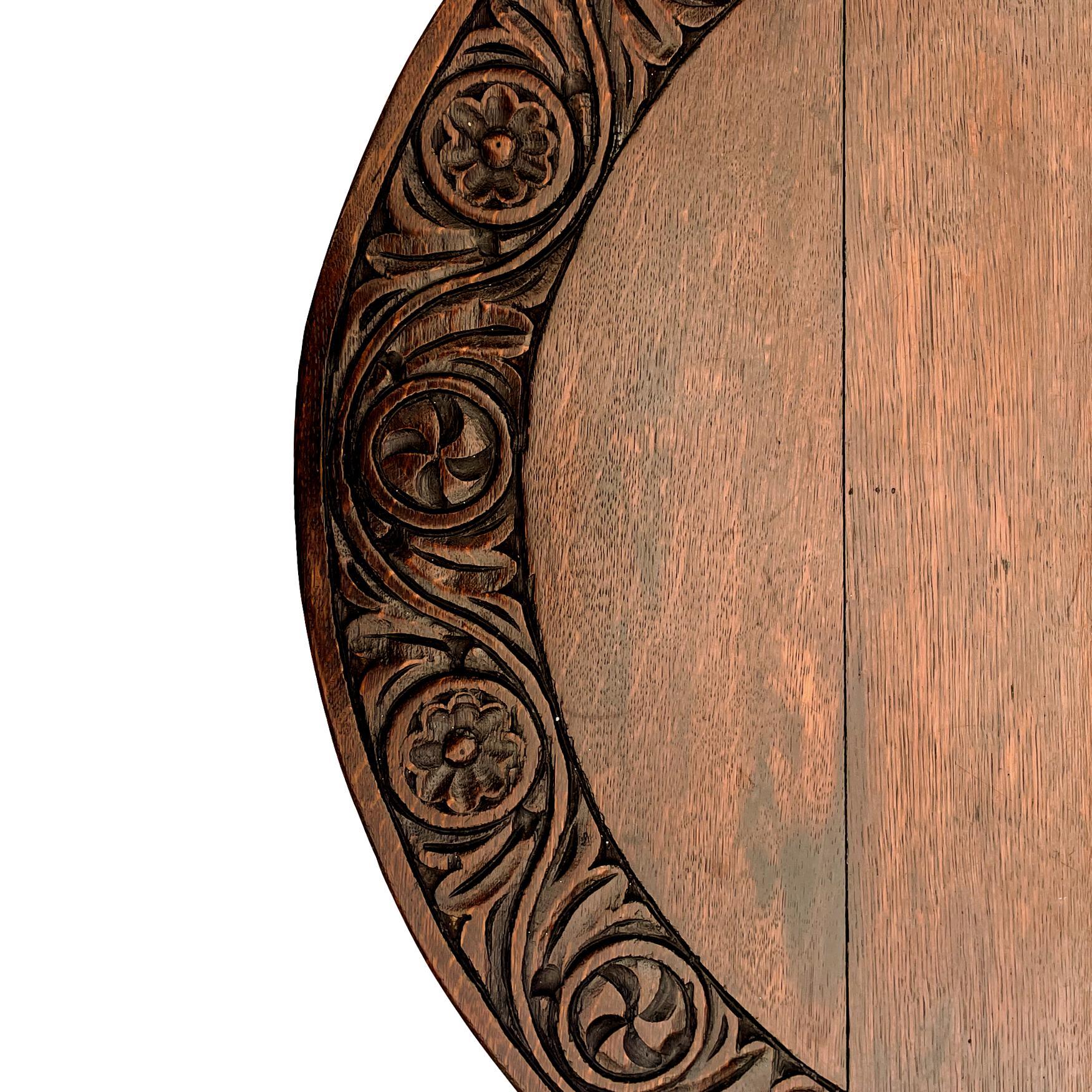 20th Century Carved Oak Barley Twist Drop-Leaf Gateleg Table, English, ca. 1900