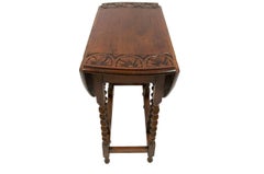 Carved Oak Barley Twist Oval Drop-Leaf Table