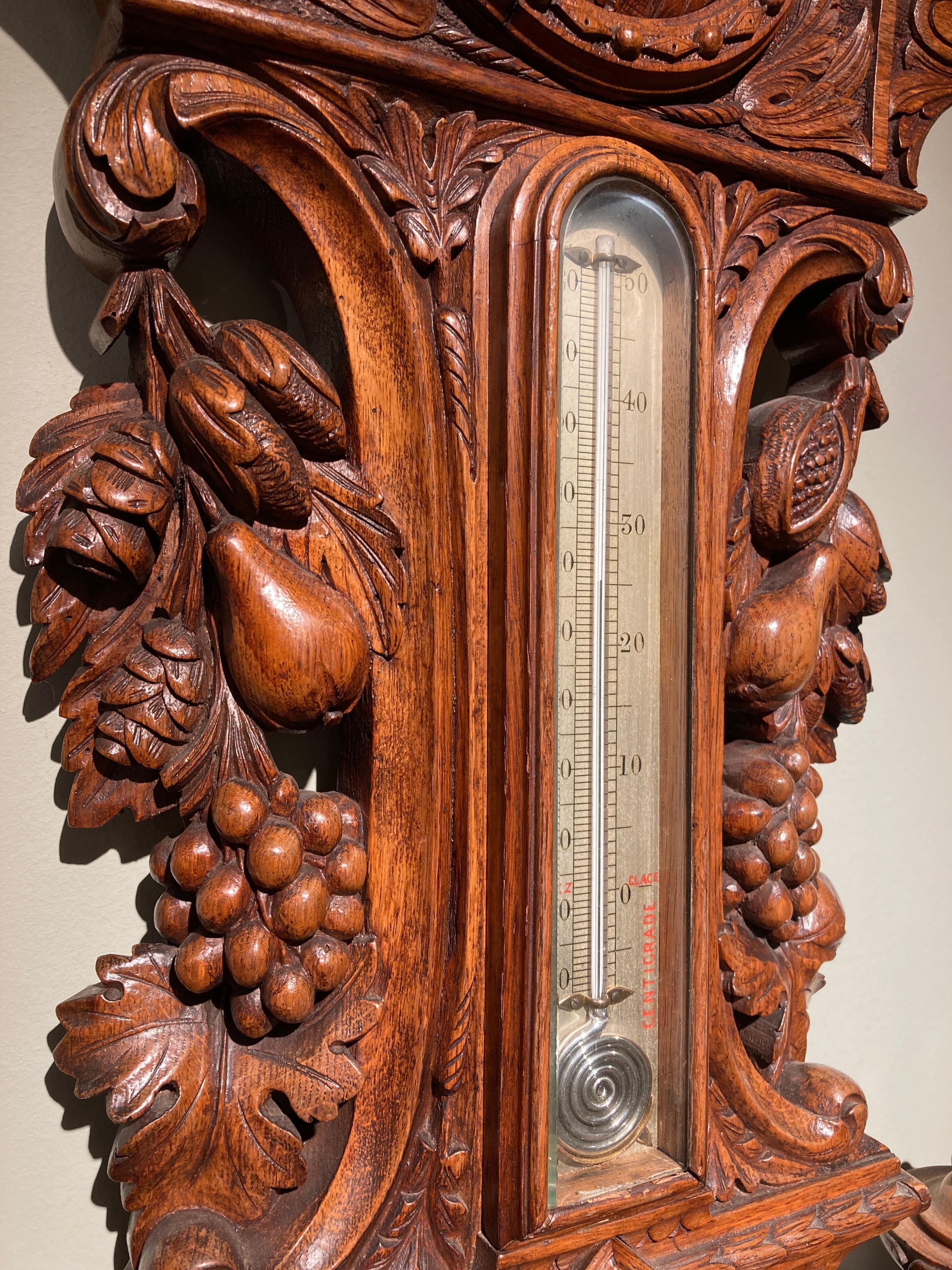 19th Century Carved Oak Barometer by Cetti of Brook Street, London For Sale