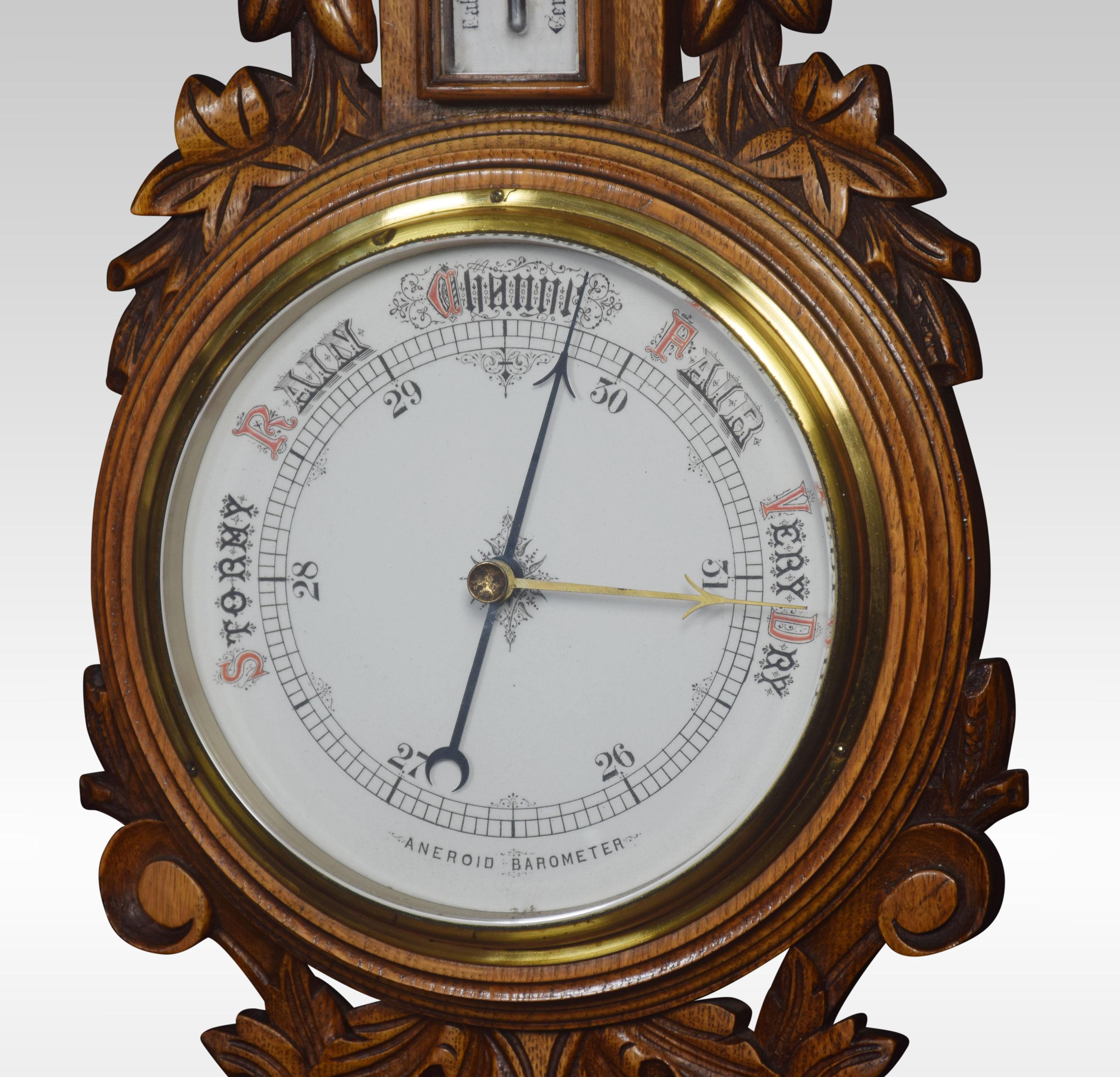 Carved Oak Barometer In Good Condition In Cheshire, GB