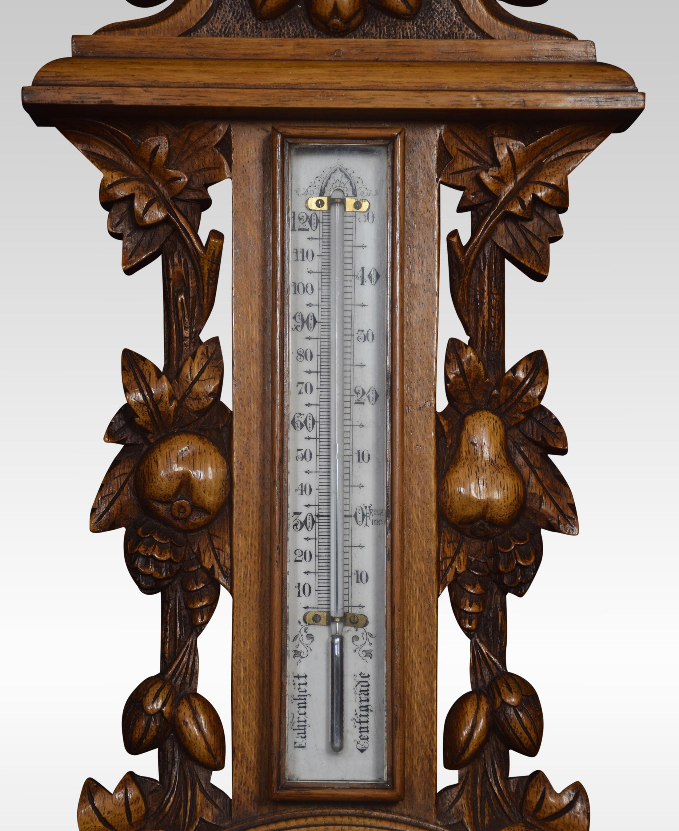 20th Century Carved Oak Barometer