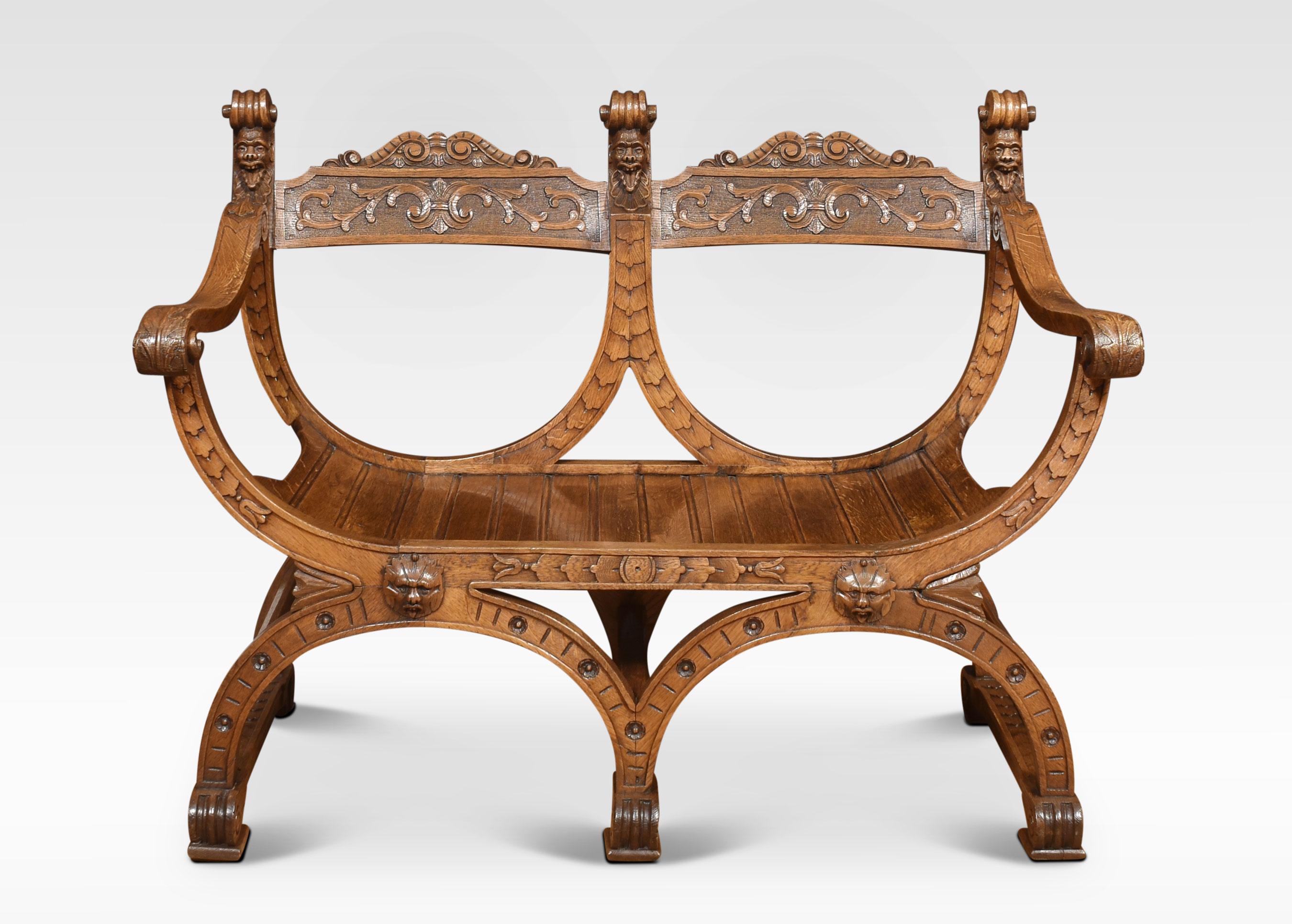 20th Century Carved Oak Bench For Sale