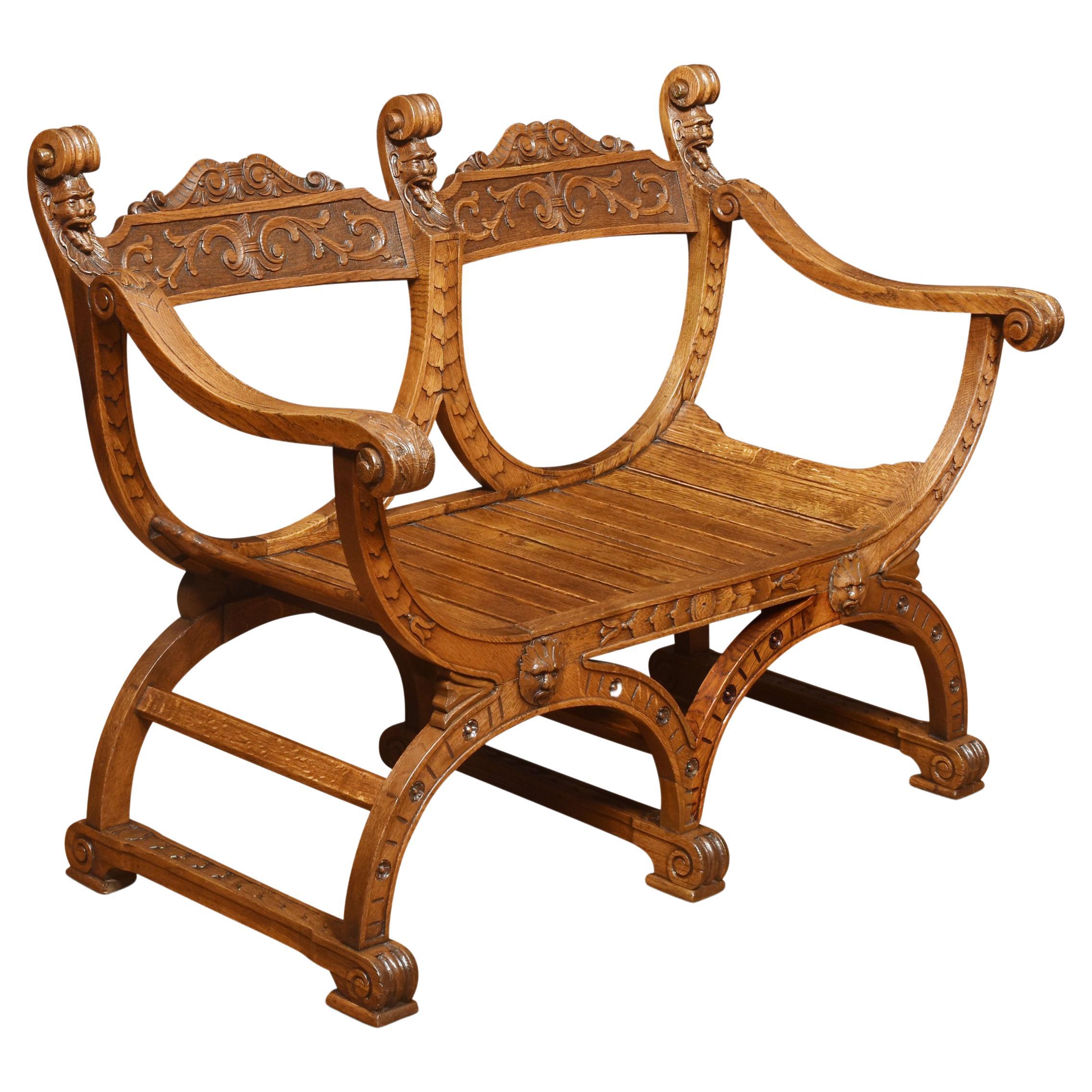 Carved Oak Bench For Sale