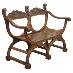Carved oak bench
