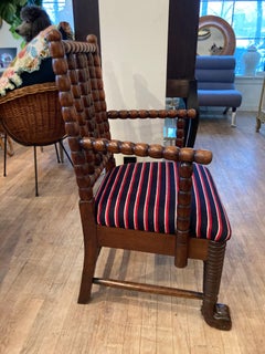 Carved Oak Bobbin Armchair
