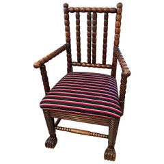 Antique Carved Oak Bobbin Armchair