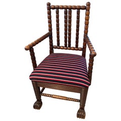 Carved Oak Bobbin Armchair