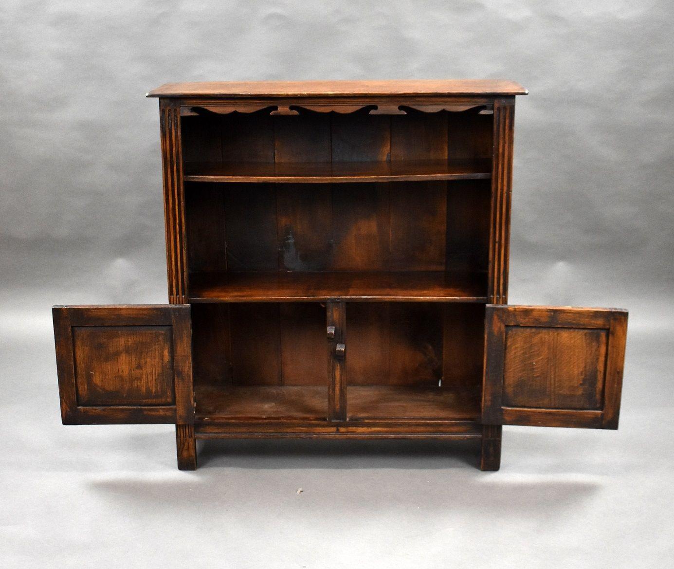 Carved Oak Bookcase/Cabinet For Sale 2