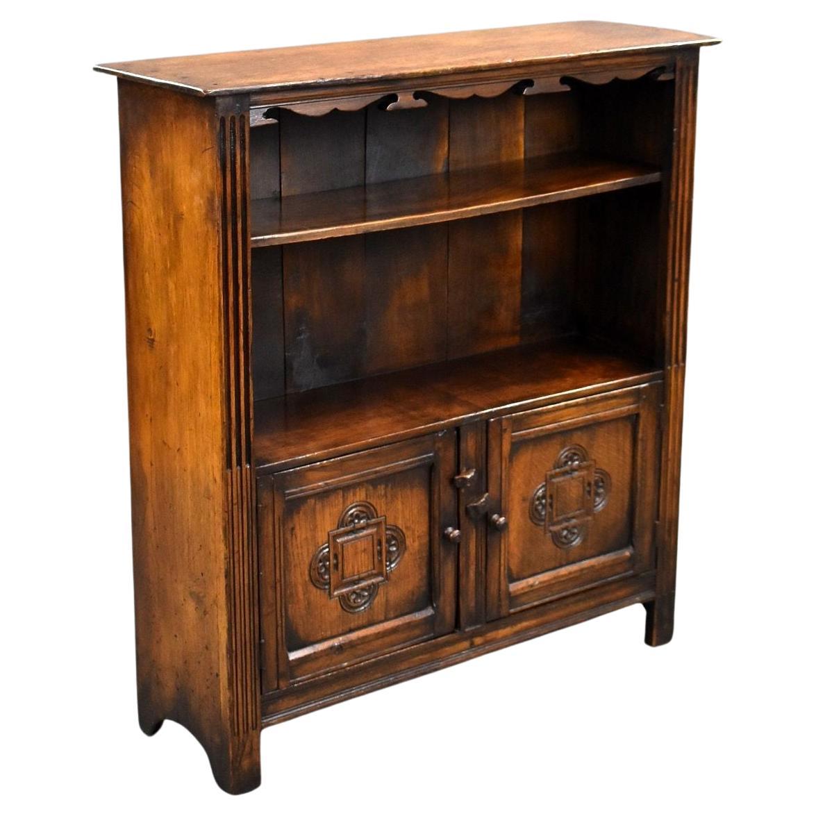 Carved Oak Bookcase/Cabinet For Sale