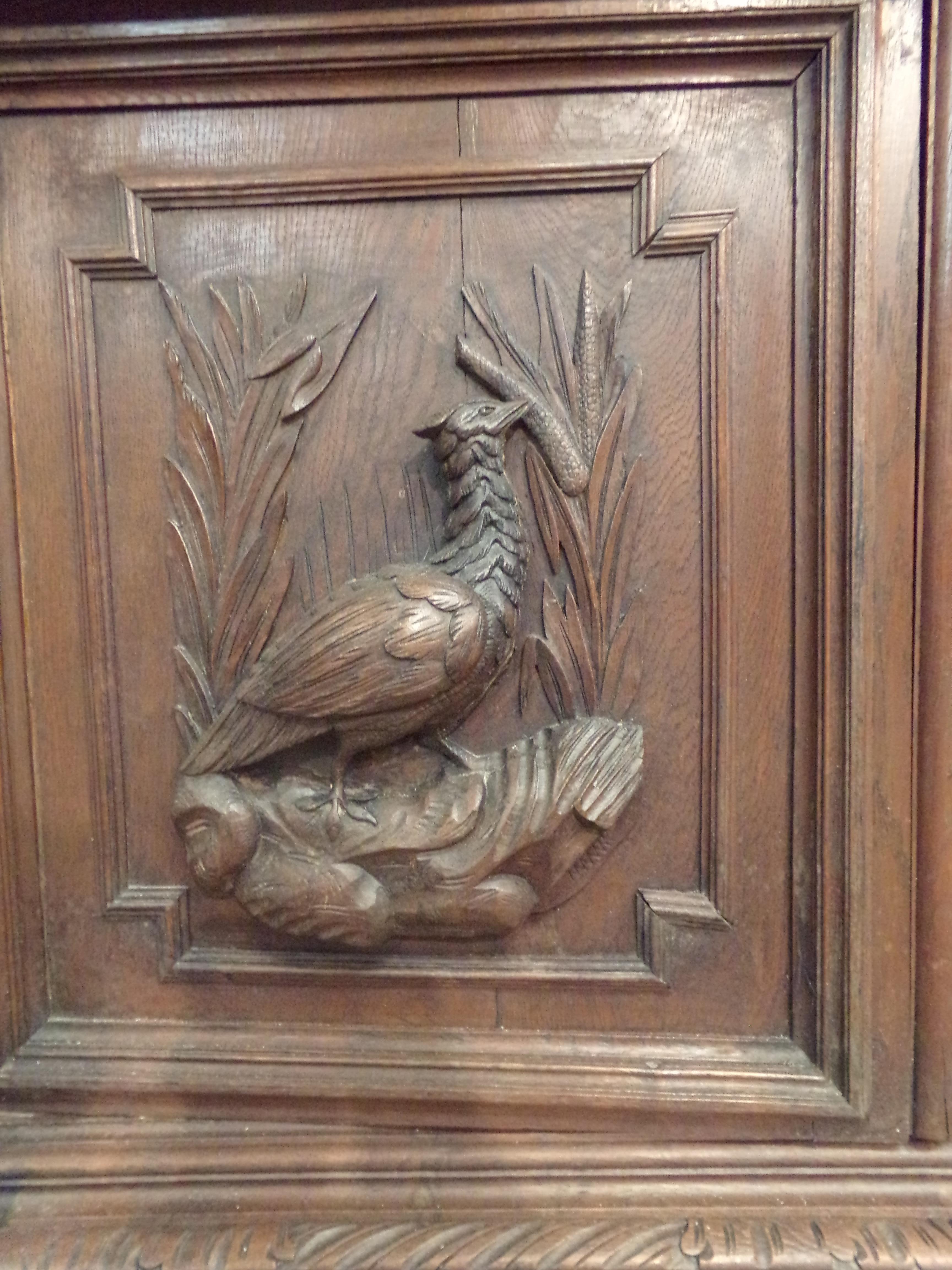 French Carved Oak Bookcase / Gun Cupboard For Sale