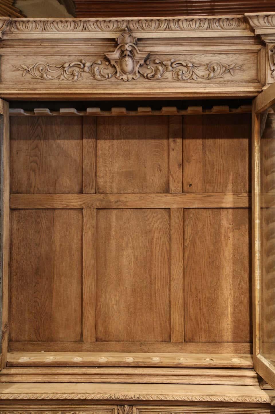 Carved Oak Bookcase / Gun Cupboard For Sale 1