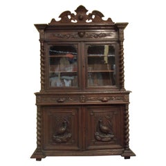 Carved Oak Bookcase / Gun Cupboard