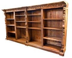 Carved Oak Bookcase with Lions and Dragons
