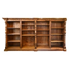 Carved Oak Bookcase with Lions and Dragons