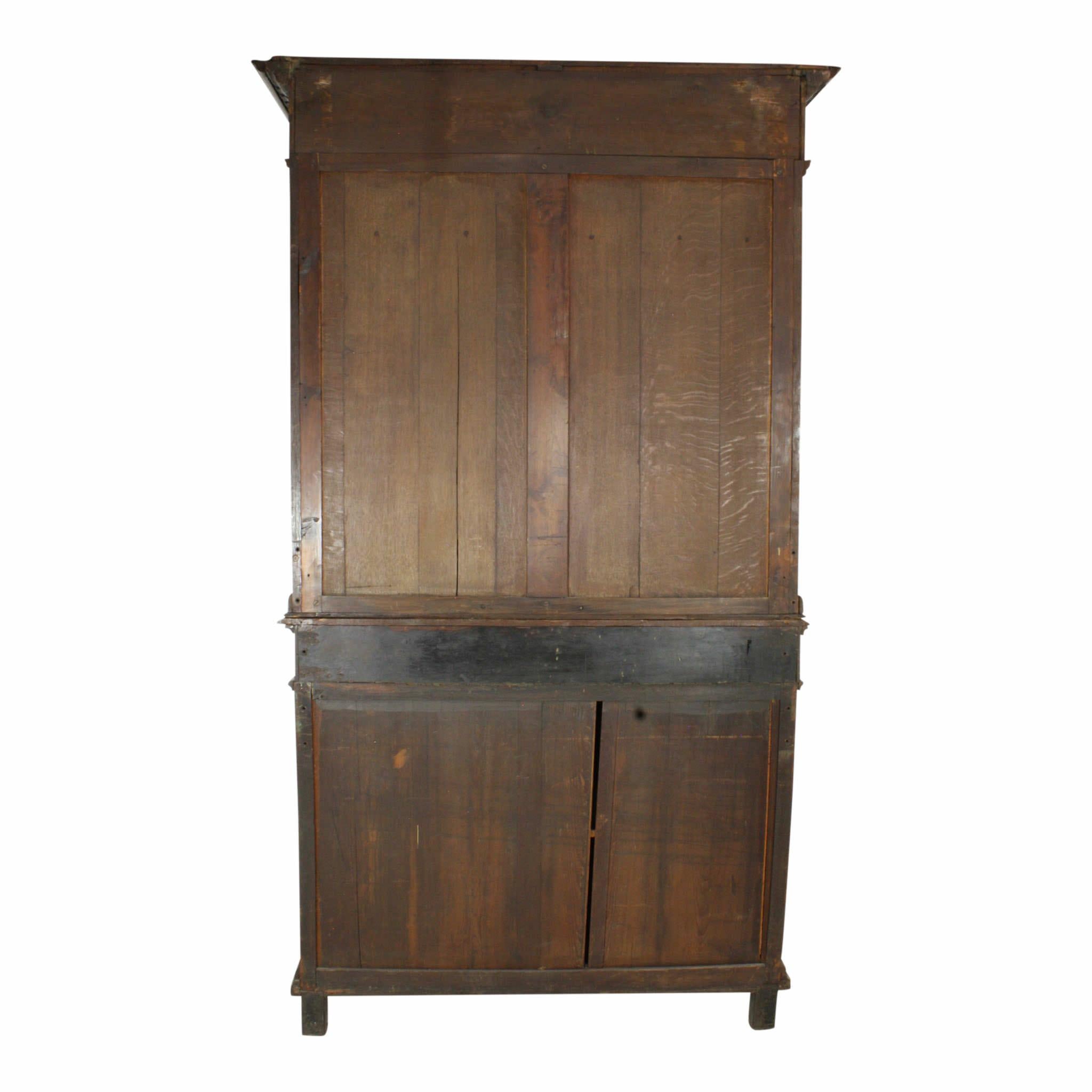 Carved Oak Buffet/Hutch Deux Corps Cabinet, circa 1850 2