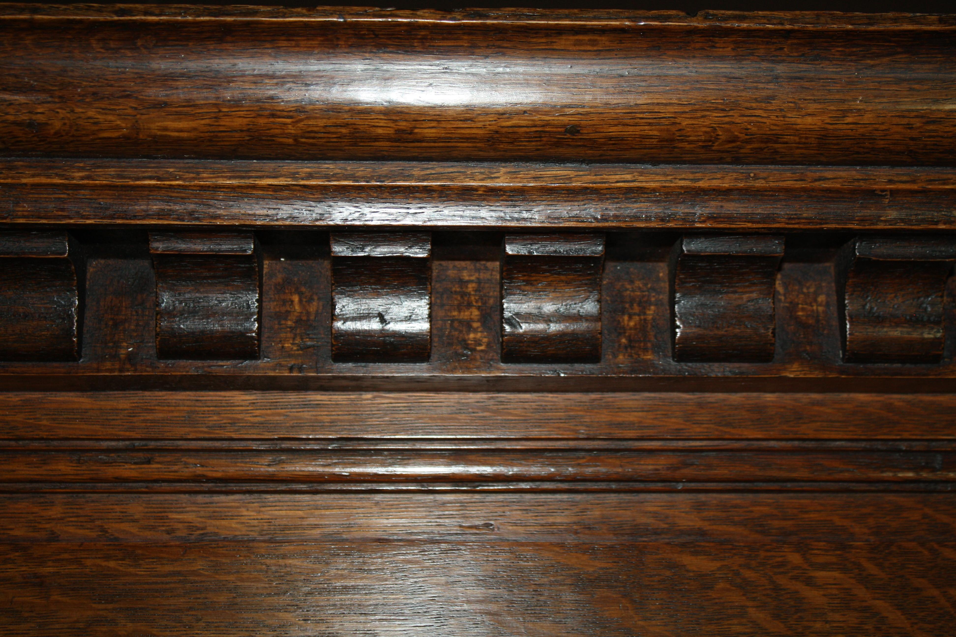 Belgian Carved Oak Buffet/Hutch Deux Corps Cabinet, circa 1850