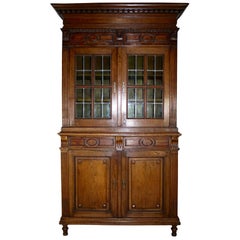 Carved Oak Buffet/Hutch Deux Corps Cabinet, circa 1850