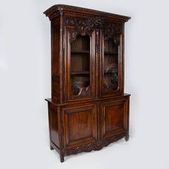Carved Oak Cabinet "Cabinet a Deux Corp", Mid-18th Century, French
