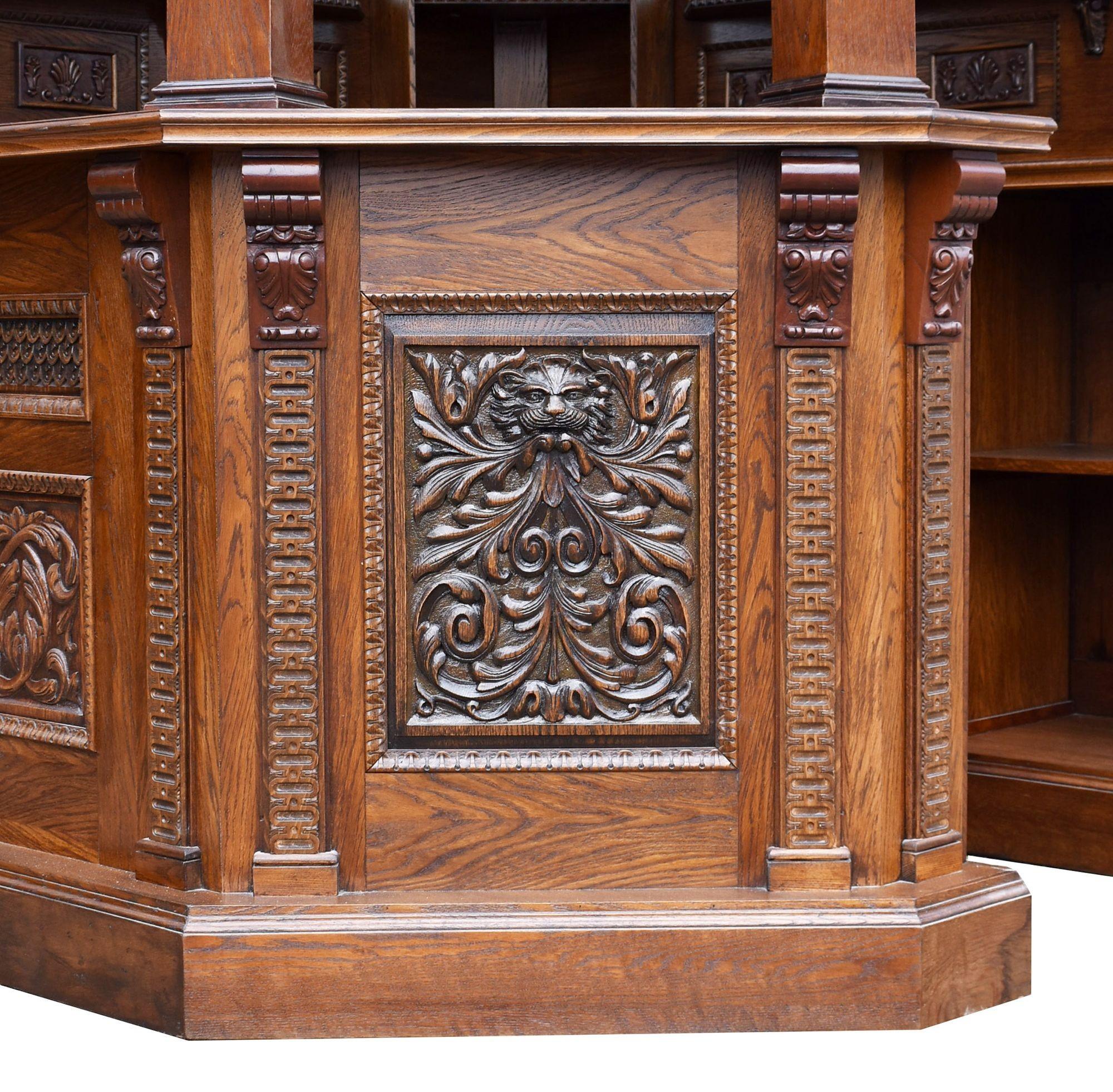 Contemporary Carved Oak Canted Corner Bar