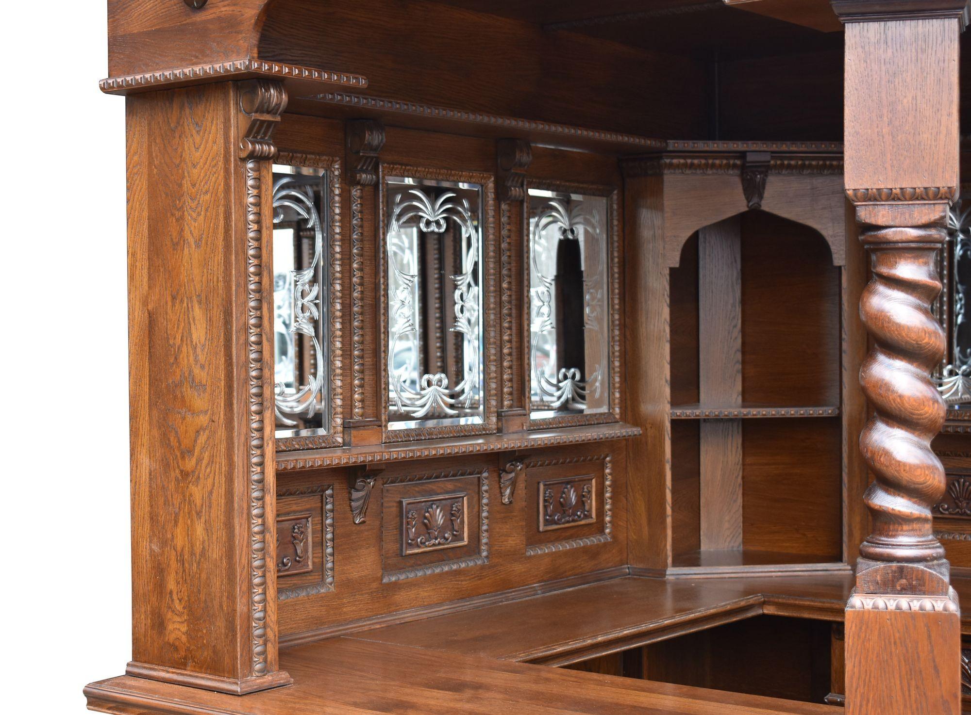 Carved Oak Canted Corner Bar 2
