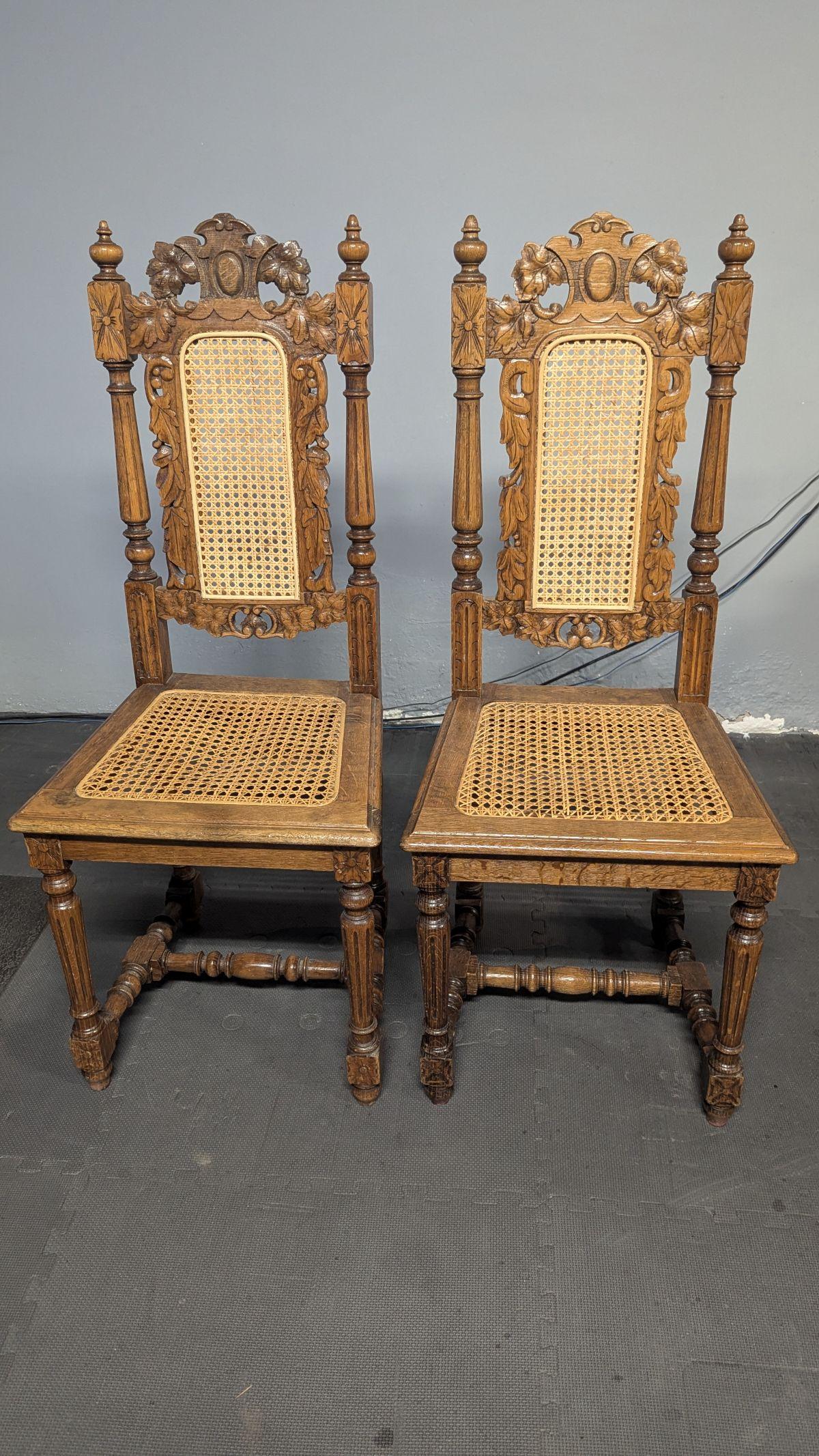 Pieno vittoriano Set di 6 sedie in Oak intagliate in vendita