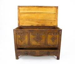 Carved Oak Chest, Oak Blanket Box, Carved Trunk, Oak Coffer, Chest, B1278