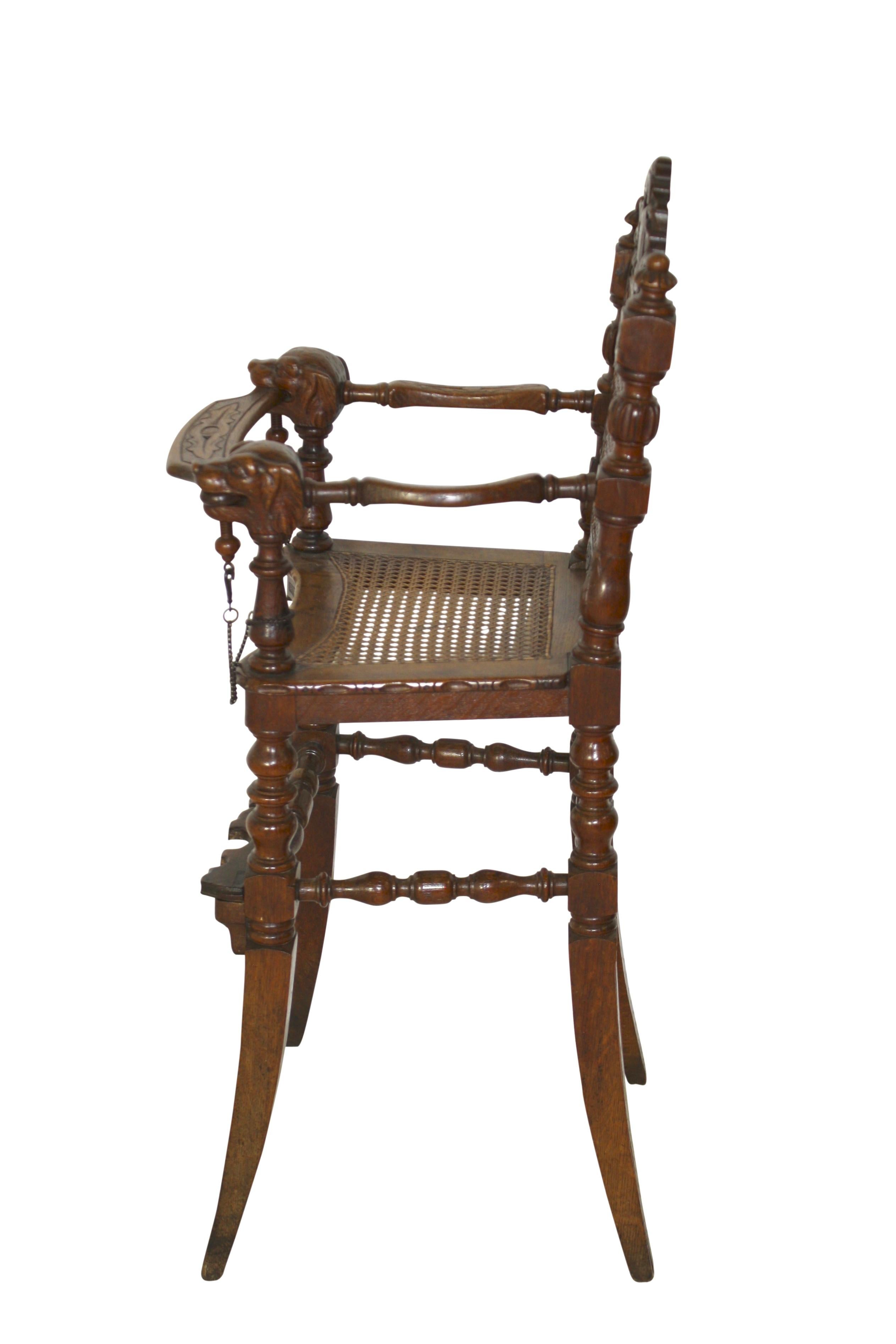 Louis XV Carved Oak Child's Chair with Caning, circa 1880
