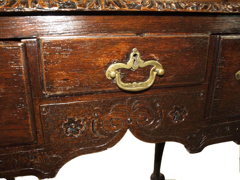 Mid-19th Century Carved Oak Chippendale Lowboy For Sale