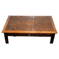 Carved Oak Circa 1900 King Albert i of Belgium Occasional Side End Coffee Table