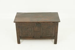Antique Oak Coffer, Blanket Box, Carved Oak, Scotland 1780, Antiques, B1495