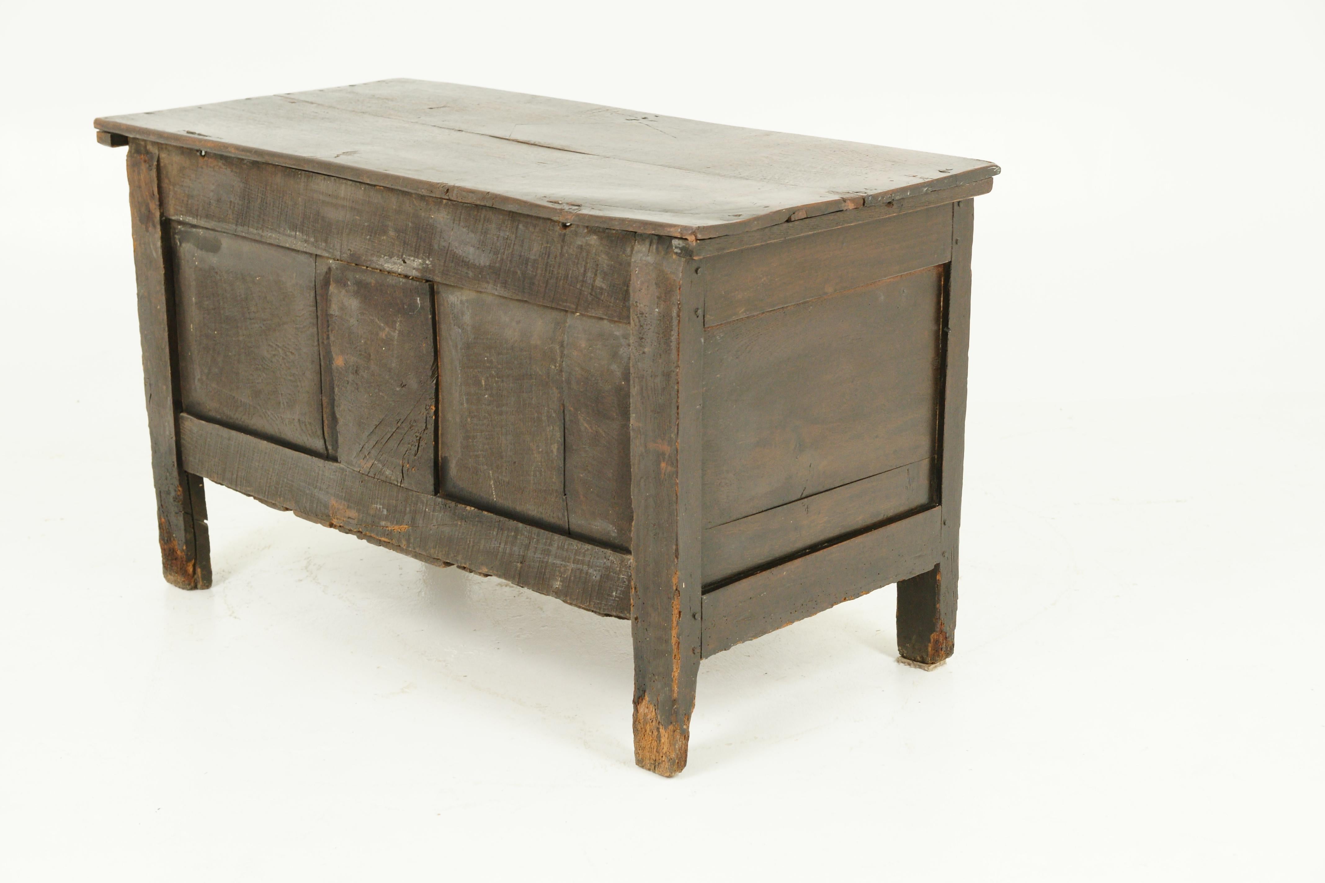 Antique Oak Coffer, Blanket Box, Carved Oak, Scotland 1780, Antiques, B1495 In Good Condition In Vancouver, BC