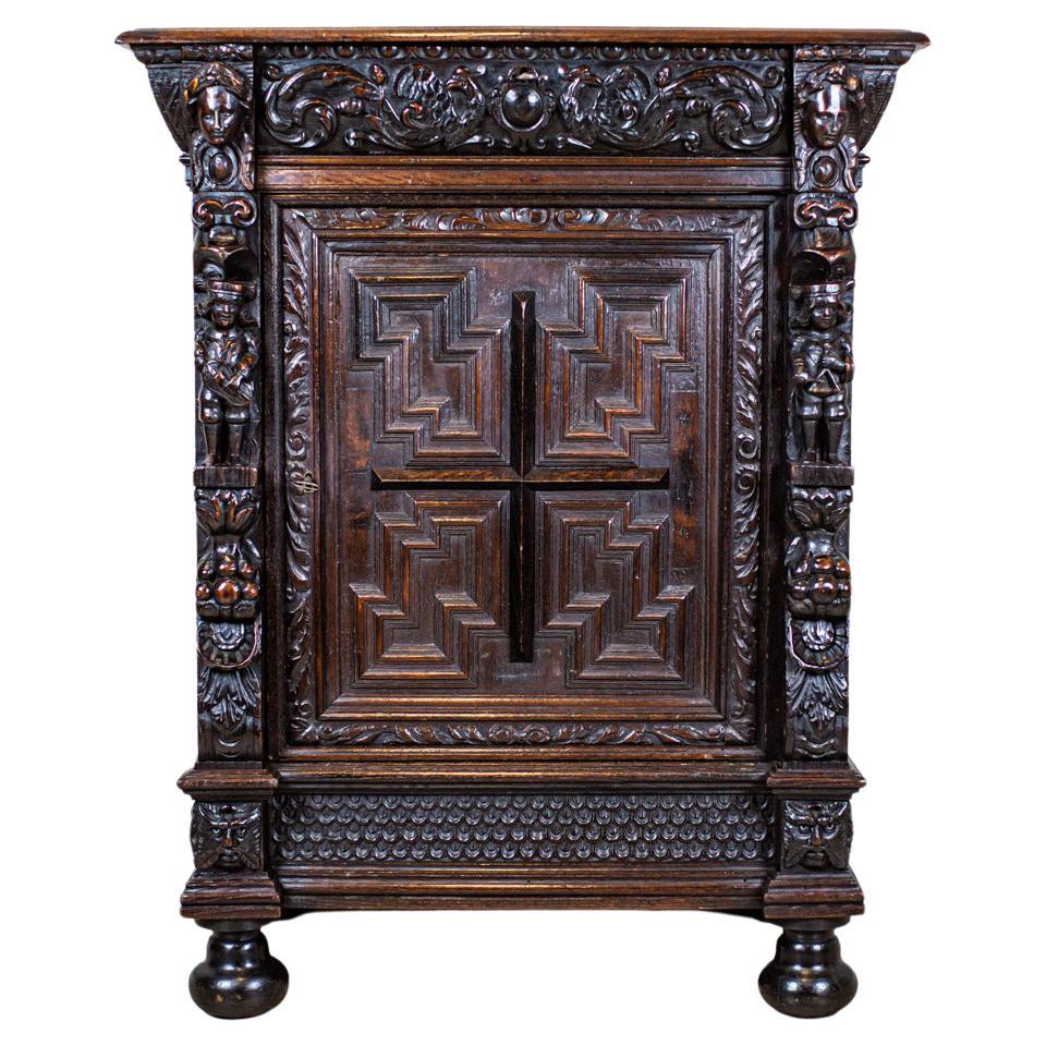 Massive Carved Oak Commode from the Late 19th Century For Sale