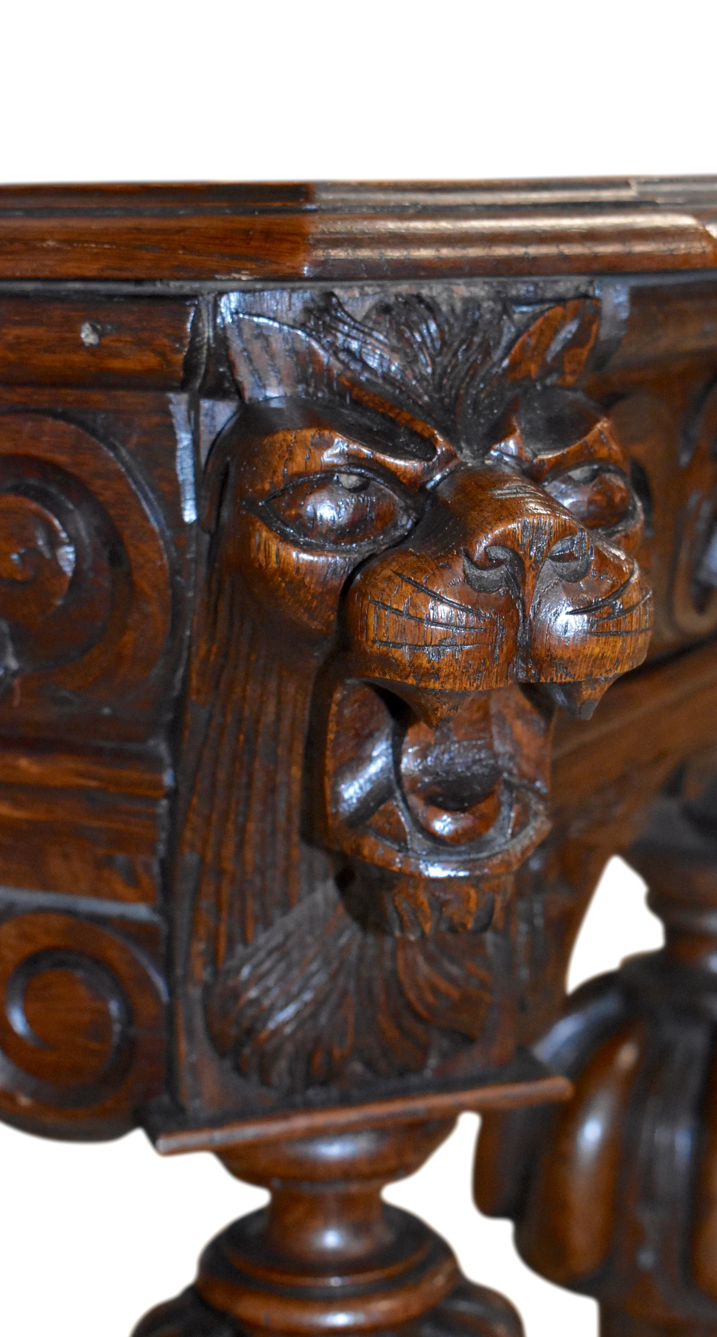 19th Century Carved Oak Console Table, circa 1890