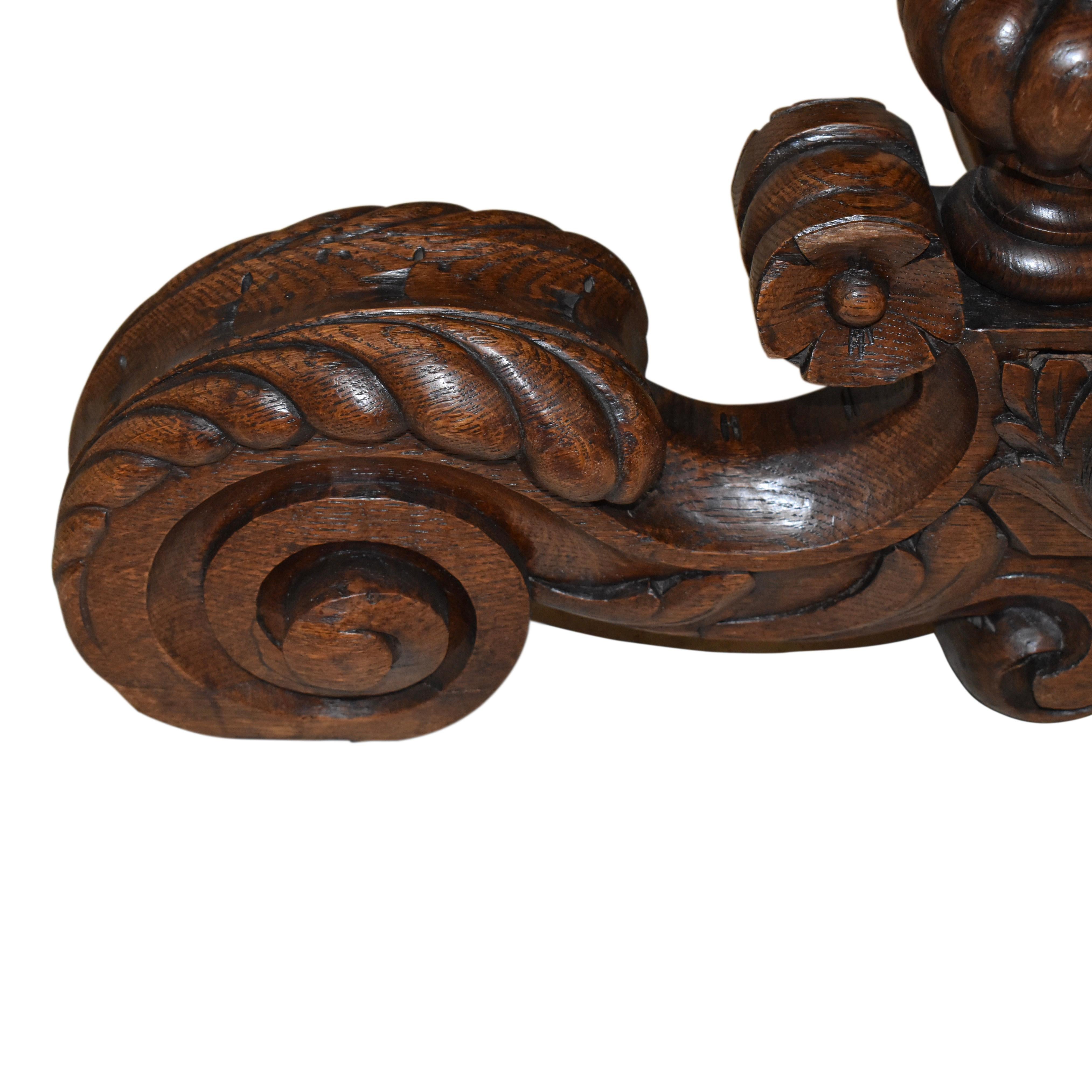 Carved Oak Console Table, circa 1890 1