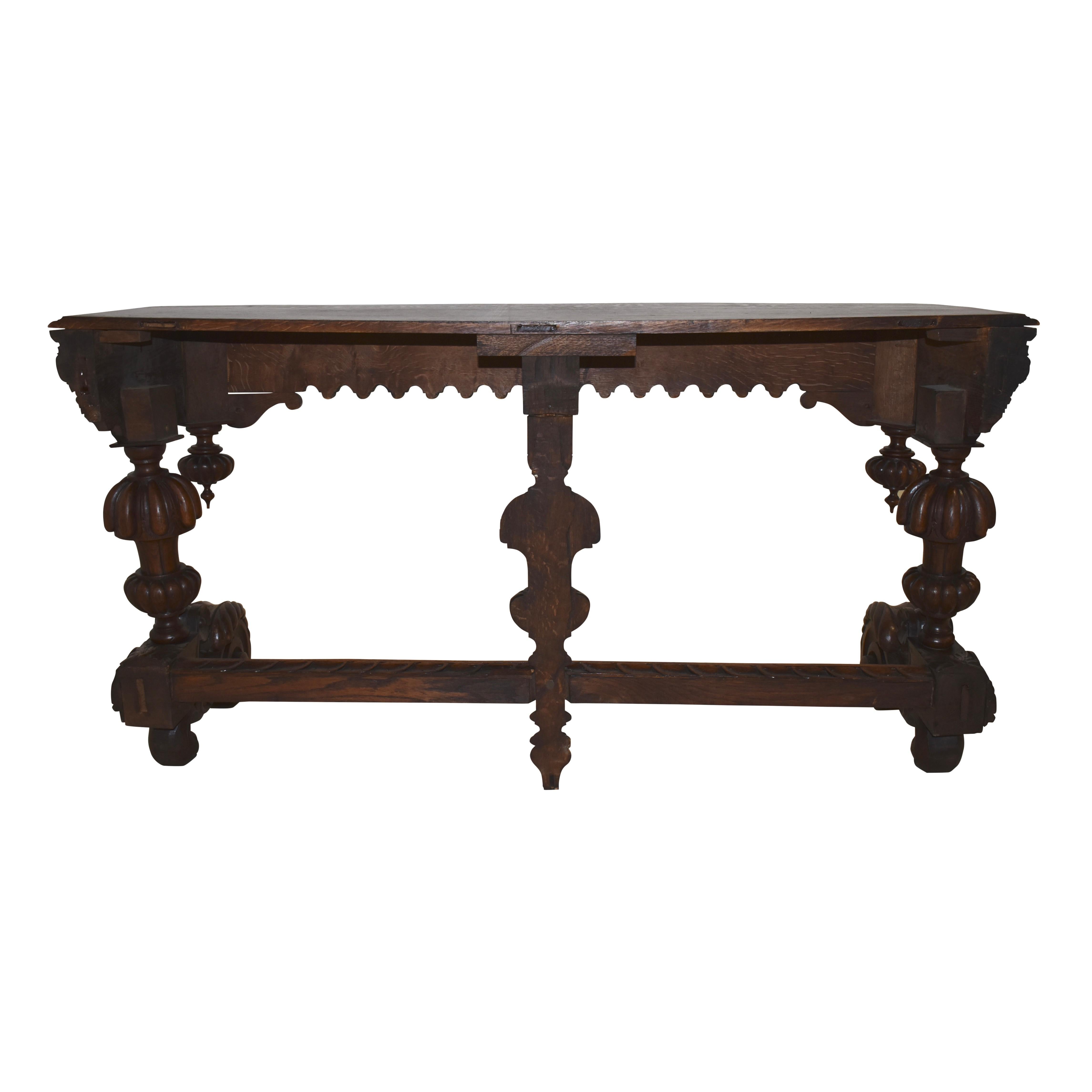 Carved Oak Console Table, circa 1890 2
