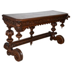 Used Carved Oak Console Table, circa 1890