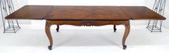 Carved Oak Country French Refractory Parquetry Dining Table Table 2x29" Leaves