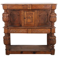Carved Oak Court Cupboard from the former residence of Coco Chanel 