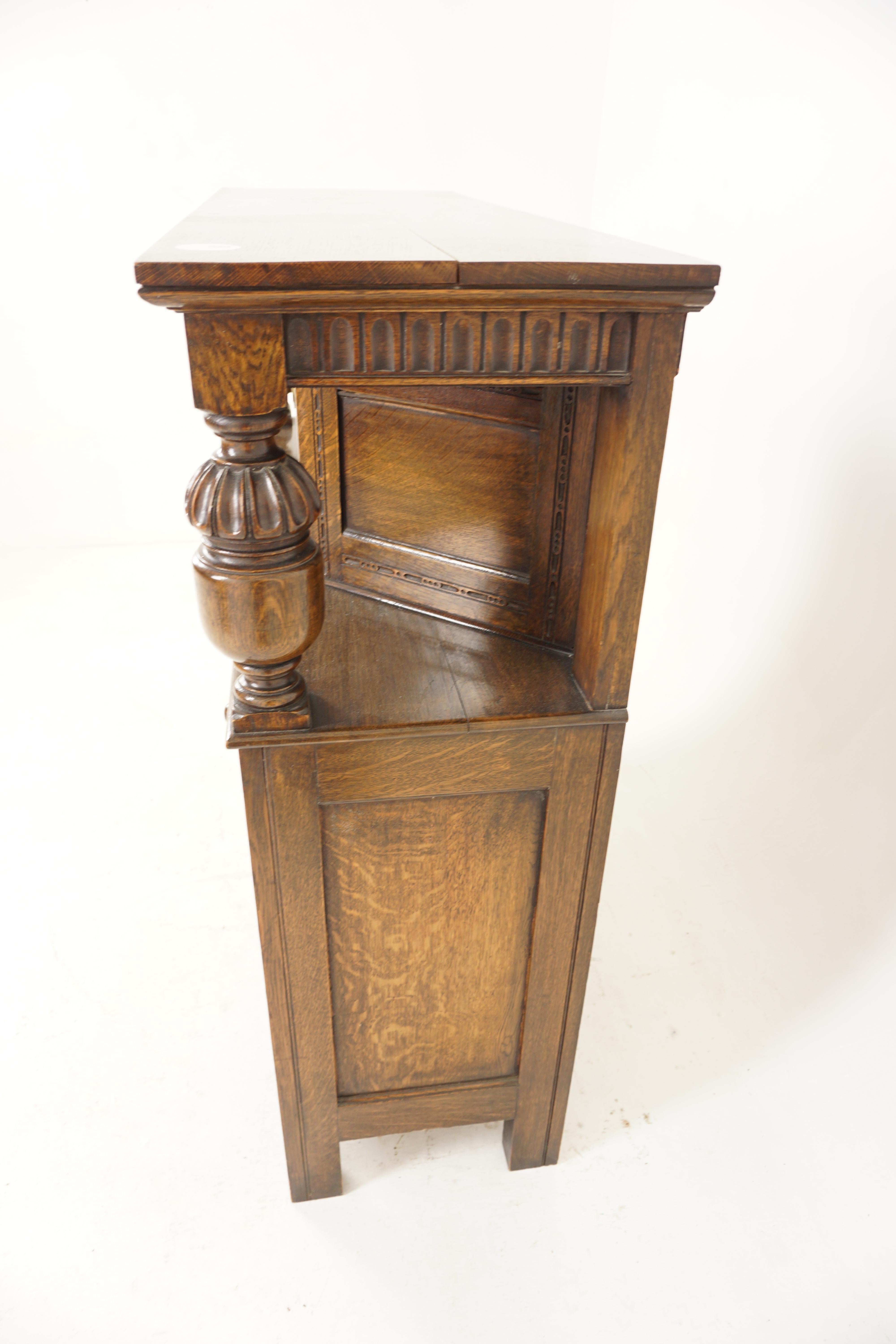 Carved Oak Court Cupboard, Sideboard, Buffet, Chiffonier, Scotland 1930, H689 For Sale 2
