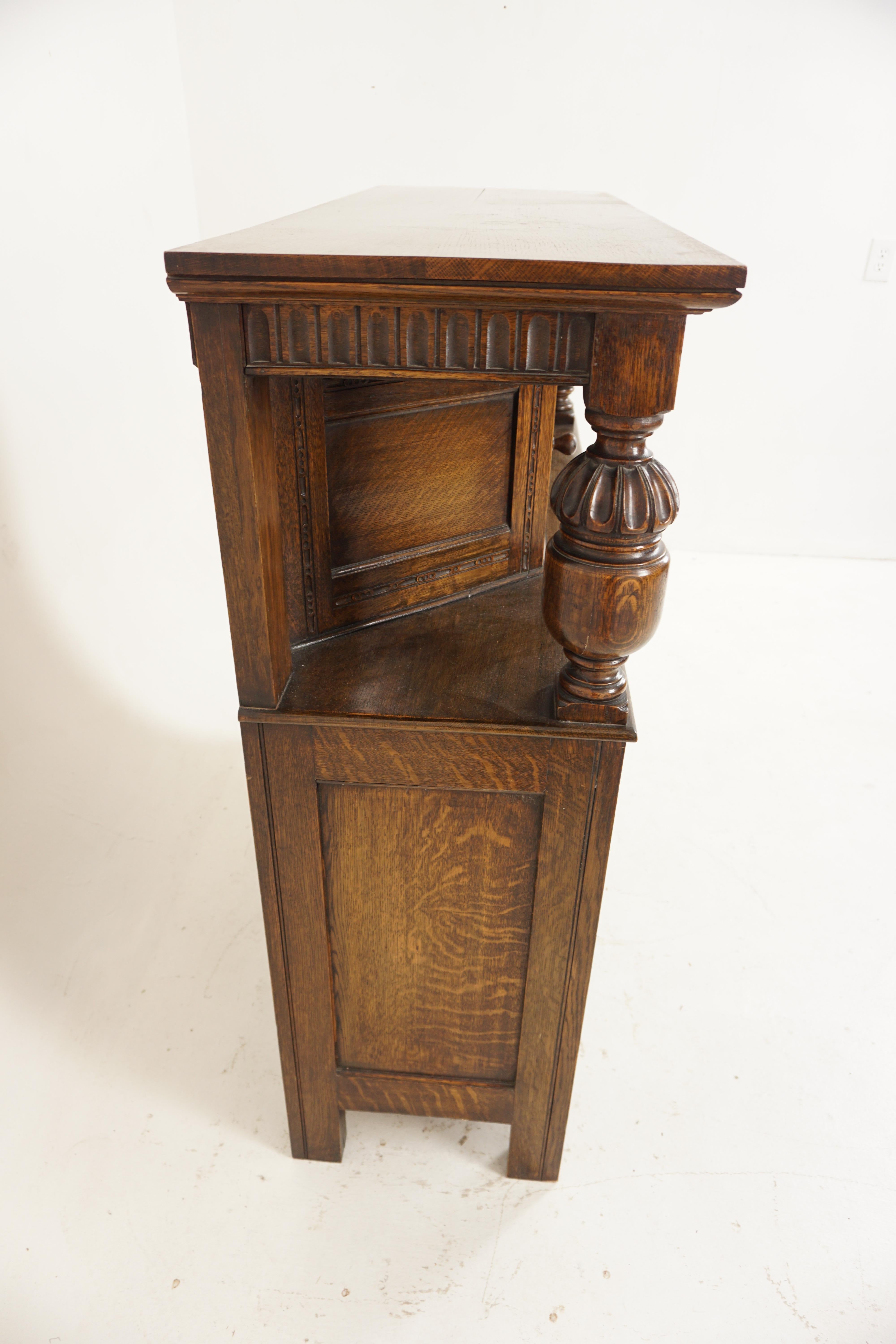 Carved Oak Court Cupboard, Sideboard, Buffet, Chiffonier, Scotland 1930, H689 For Sale 4