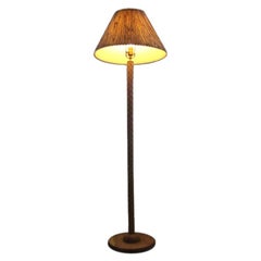 Carved Oak Deco Floorlamp in Faux Palm Tree Design by Parzinger