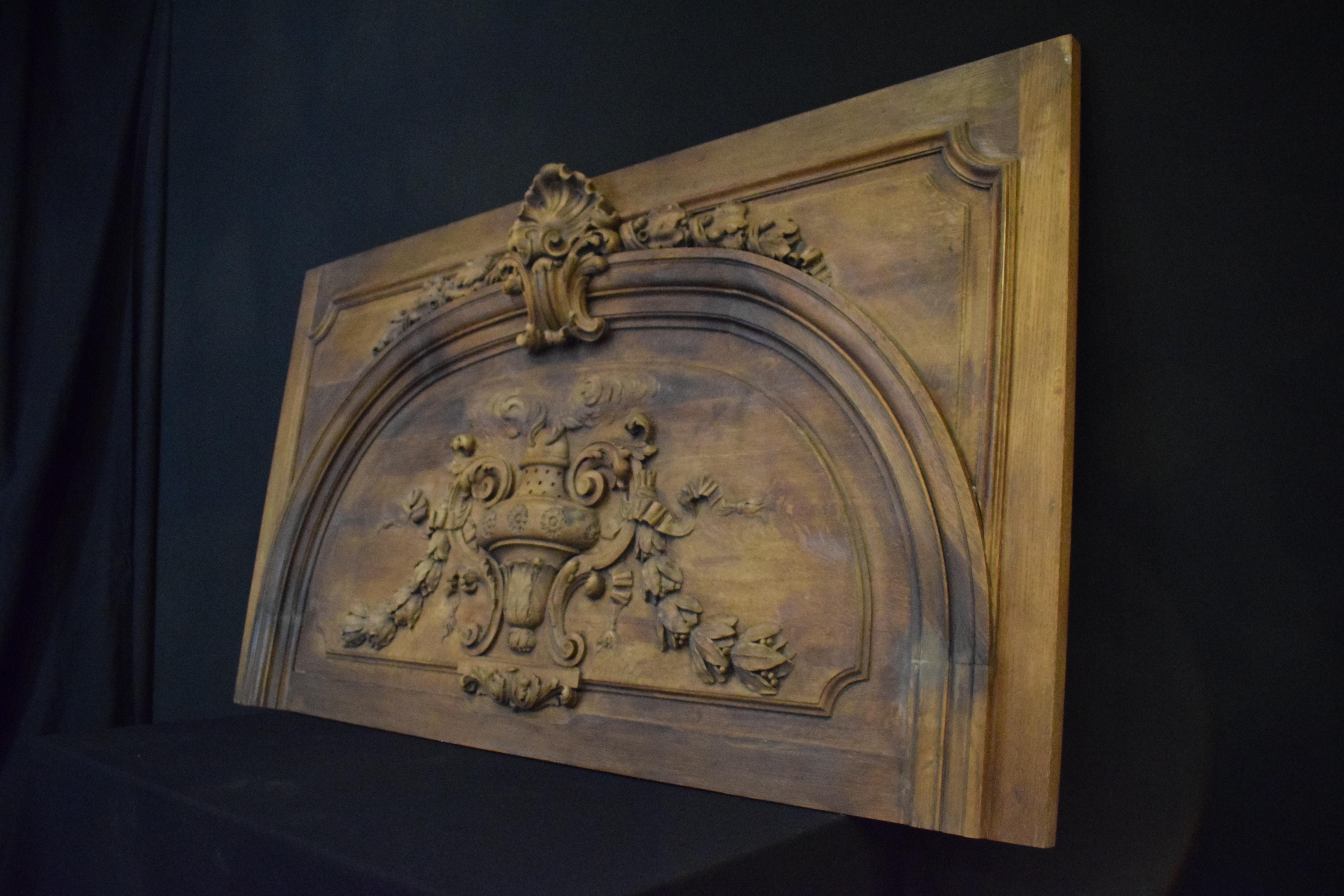 French Carved Oak Decorative Over-Door Panel
