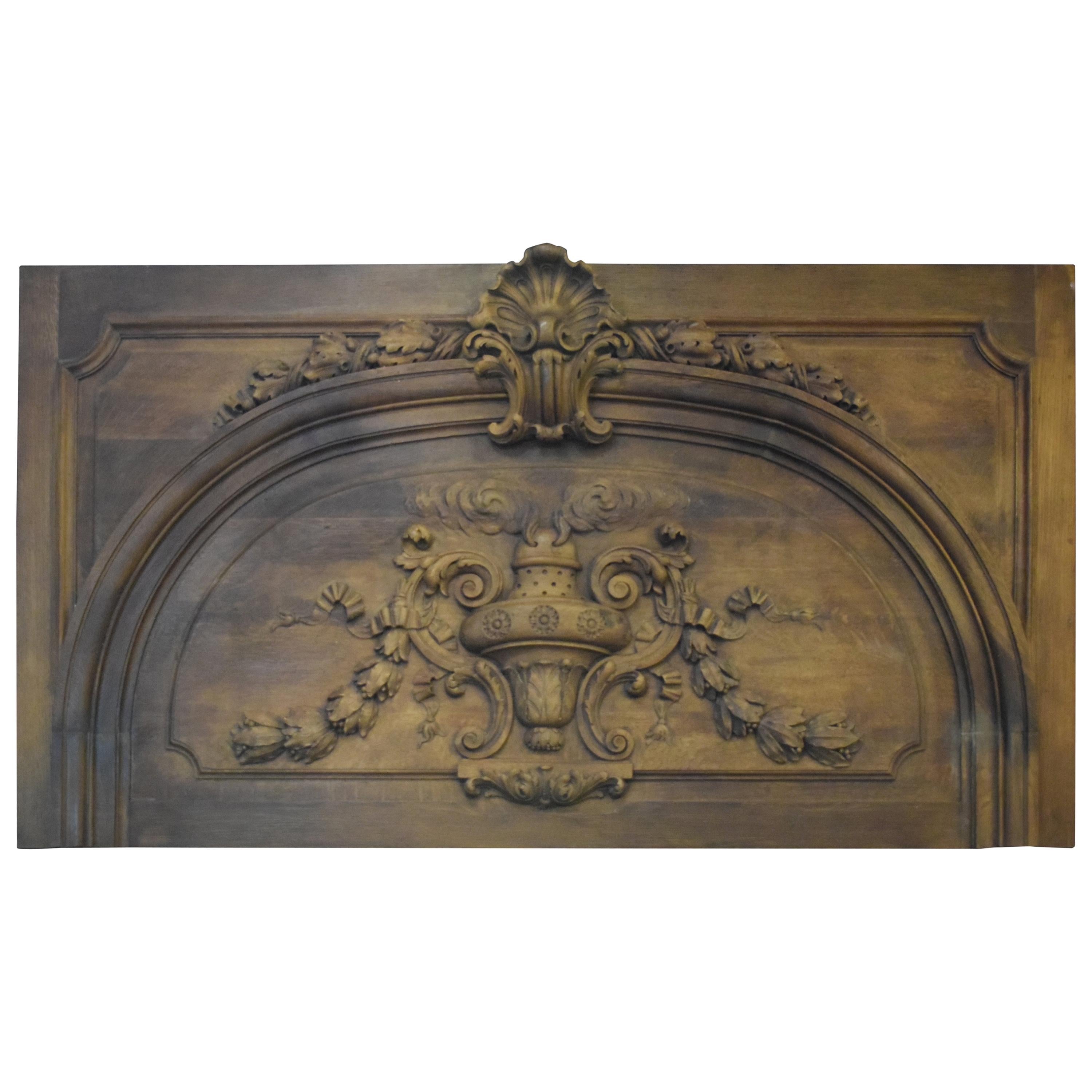 Carved Oak Decorative Over-Door Panel